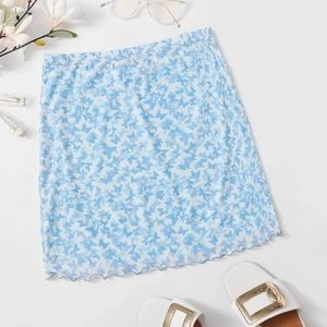 SHEIN Butterfly Mesh Baby Blue Skirt